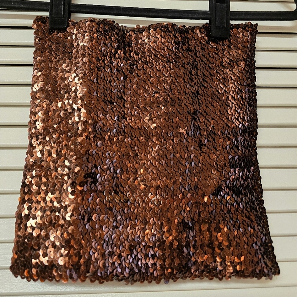 Vintage Brown Stretch Sequin Tube Top